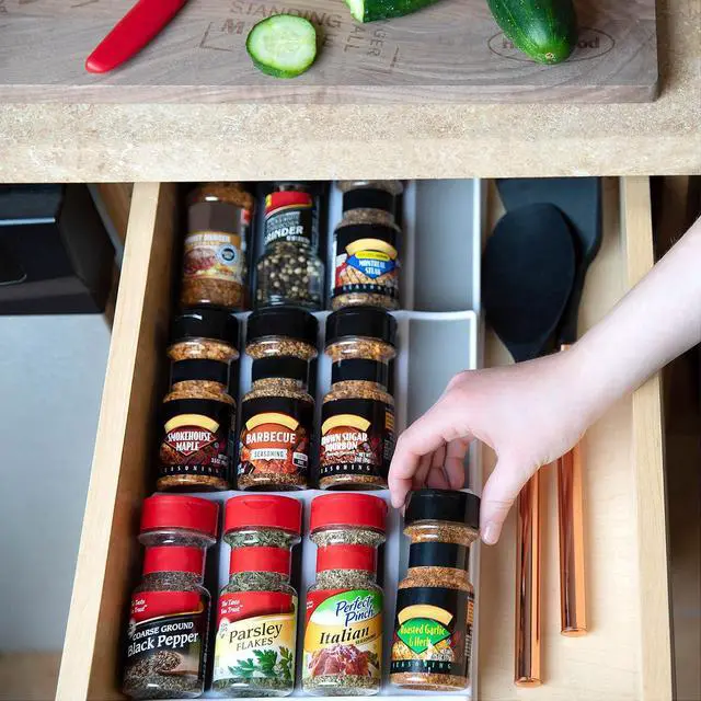 Alt view image 5 of 7 - 3 Tier Spice Drawer Organizer with Non-Skid Storage Tray for Kitchen