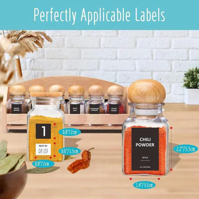 Alt view image 5 of 7 - 432 Removable Spice Labels, 396 Pre-Printed Herb Seed Seasoning Sauce Oil Vinegar Stickers, 36 Blank Ones, Waterproof Oil&Tear Resistant, No Residue for Kitchen Pantry Containers Jars(White on Black)
