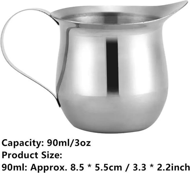 Alt view image 7 of 7 - Maxmartt Milk Frother Cup, 3oz (90ml) Milk Frothing Pitcher Metal 304 Stainless Steel Steamer Cup, Coffee Milk Cappuccino Latte Art Barista Steaming Pitcher Espresso Jug with Decorating Pen