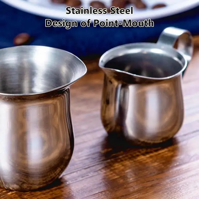 Alt view image 6 of 7 - Maxmartt Milk Frother Cup, 3oz (90ml) Milk Frothing Pitcher Metal 304 Stainless Steel Steamer Cup, Coffee Milk Cappuccino Latte Art Barista Steaming Pitcher Espresso Jug with Decorating Pen