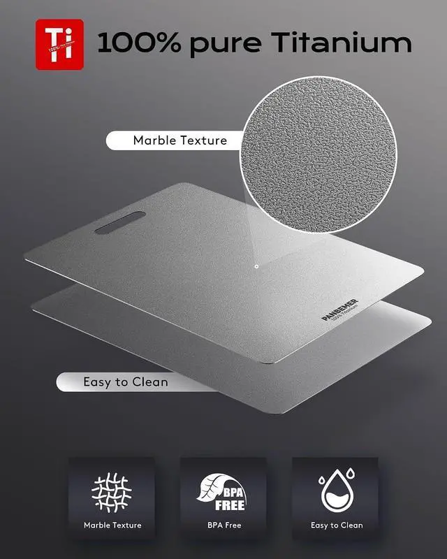 Alt view image 3 of 6 - Katori Titanium Cutting Board for Kitchen, Food Grade 100% Pure Titanium Cutting Boards for Kitchen, Non-Toxic Double-Sided Chopping Board, Dishwasher Safe, Easy to Clean 12 x 9 Inch