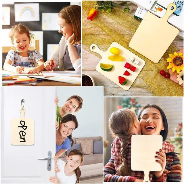Alt view image 6 of 7 - Yalikop 6 Pcs Mini Wooden Cutting Board for Crafts with Handle Unfinished Paddle Chopping Board Small Kitchen Serving Wooden Cooking Butcher Block for Christmas DIY Home Kitchen Decor(9.1 x 5.5 Inch)