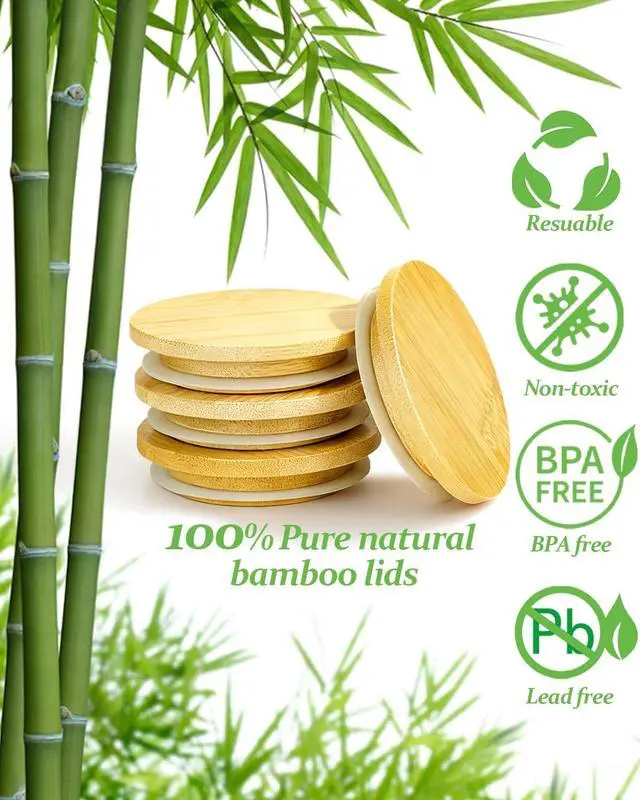 Alt view image 3 of 7 - 8 Pack Oui Yogurt Jar Lids with 8 Labels, Food-Grade Bamboo Lids for 5Oz Oui Yogurt Jars, Reusable Wooden Canning Covers Perfect for Oui Yogurt Bottle with Airtight Seal Ring(Jar not Included)