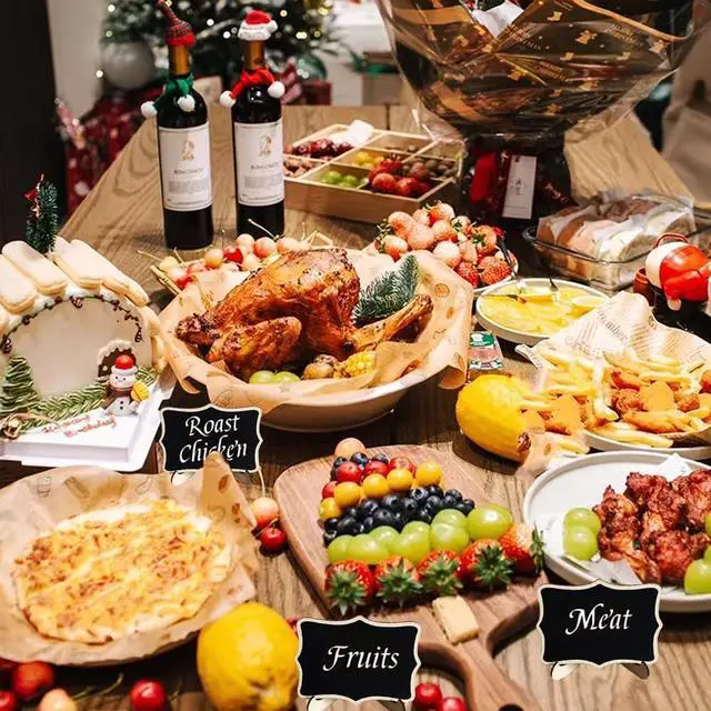 Alt view image 7 of 7 - Mini Chalkboard Signs Set of 10 Food Labels for Party Buffet Wedding Table Number Message Board Event Decoration Perfect Food Signs for Buffet and Party Decor