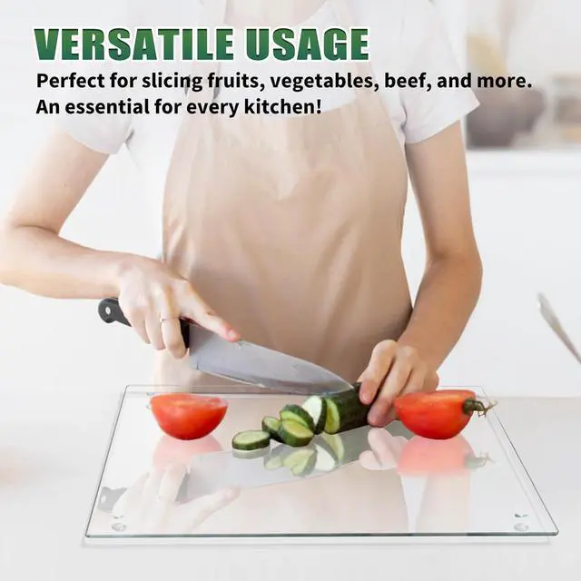 Alt view image 4 of 7 - Seelenruhe Tempered Glass Cutting Board for Kitchen Counter, 12x16 inch Clear Cutting Board for Countertop, Non-Slip, Heat-Resistant, Easy to Clean, Kitchen Decoration