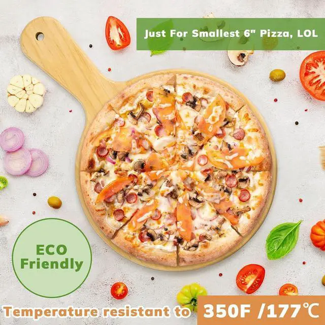 Alt view image 5 of 6 - LorisArm 7" Mini Pine Wood Cutting Board with Handle, Small Serving board Wooden Round Pizza Peel Paddle for Homemade Baking Pizza Bread Cake Fruit Vegetables.