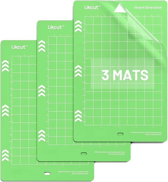 Main image of Likcut Cutting Mat for Glee S501 Cutter, 4.5" X 6.5" Standard Adhesive Mat for DIY Crafty, 3 Packs Likcut Accessories Mats, Adhesive Sticky Green Quilting Replacement Cut Mats for Iron On, Vinyl