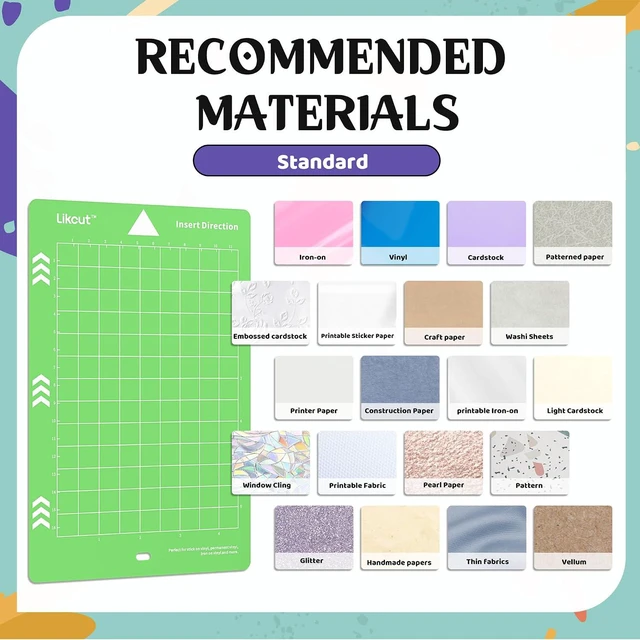 Alt view image 7 of 7 - Likcut Cutting Mat for Glee S501 Cutter, 4.5" X 6.5" Standard Adhesive Mat for DIY Crafty, 3 Packs Likcut Accessories Mats, Adhesive Sticky Green Quilting Replacement Cut Mats for Iron On, Vinyl