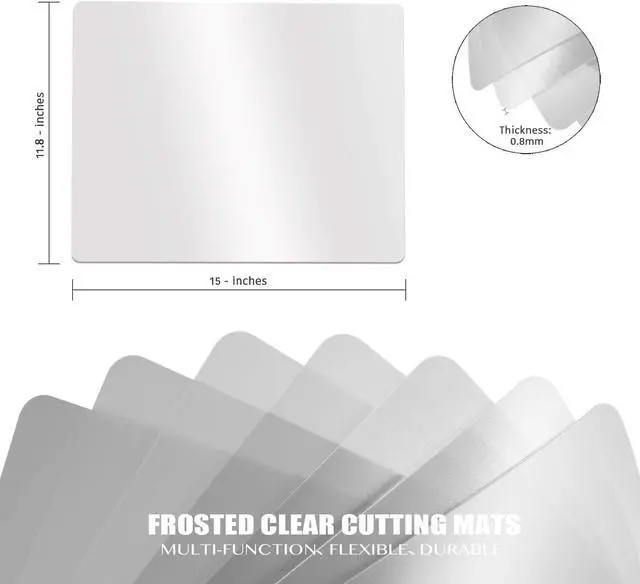 Alt view image 2 of 7 - Fotouzy Flexible Plastic Cutting Boards for Kitchen, 4 Frosted Clear Cutting Mats 15 x 12 In, BPA-Free, Non-Porous, and Dishwasher Safe, Set of 4