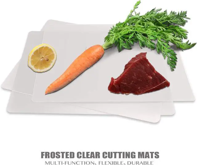 Alt view image 4 of 7 - Fotouzy Flexible Plastic Cutting Boards for Kitchen, 4 Frosted Clear Cutting Mats 15 x 12 In, BPA-Free, Non-Porous, and Dishwasher Safe, Set of 4