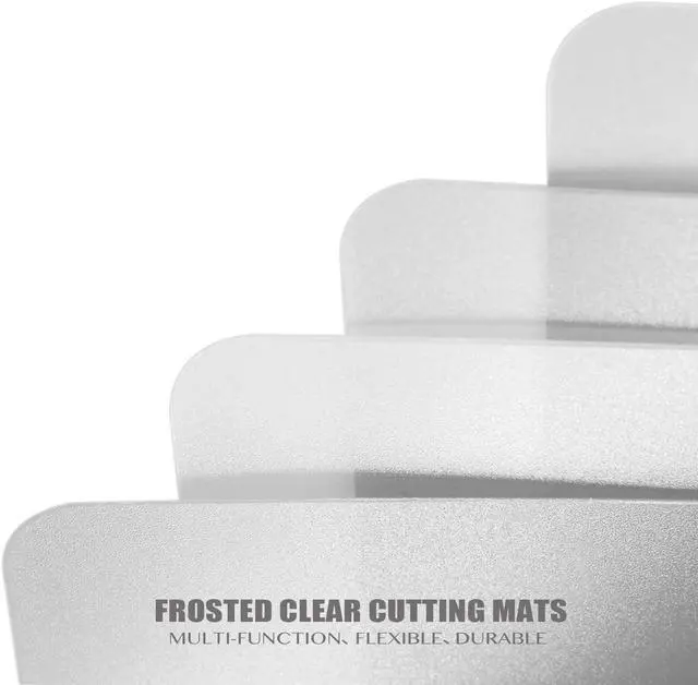 Alt view image 5 of 7 - Fotouzy Flexible Plastic Cutting Boards for Kitchen, 4 Frosted Clear Cutting Mats 15 x 12 In, BPA-Free, Non-Porous, and Dishwasher Safe, Set of 4