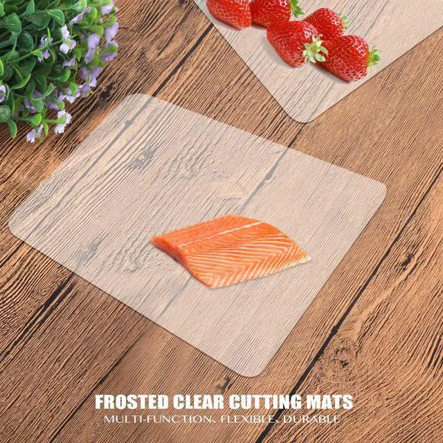 Alt view image 6 of 7 - Fotouzy Flexible Plastic Cutting Boards for Kitchen, 4 Frosted Clear Cutting Mats 15 x 12 In, BPA-Free, Non-Porous, and Dishwasher Safe, Set of 4