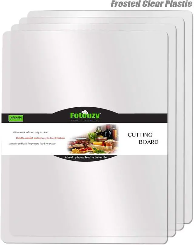 Alt view image 7 of 7 - Fotouzy Flexible Plastic Cutting Boards for Kitchen, 4 Frosted Clear Cutting Mats 15 x 12 In, BPA-Free, Non-Porous, and Dishwasher Safe, Set of 4