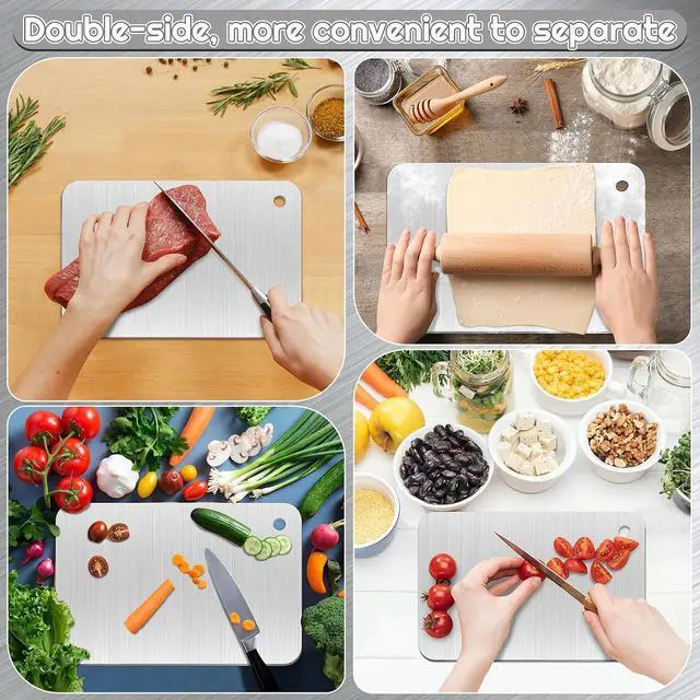 Alt view image 3 of 7 - Stainless Steel Cutting Boards for Kitchen, Non-Stick Chopping Board
