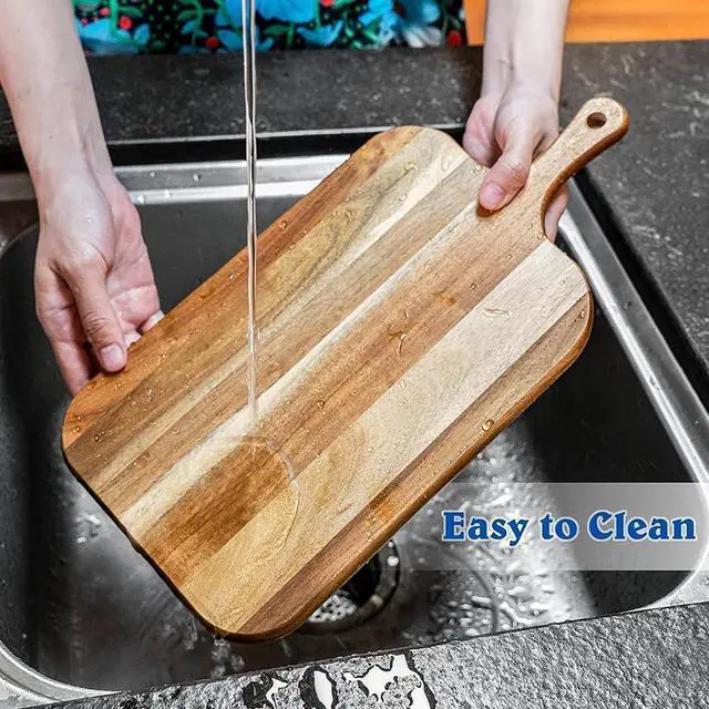 Alt view image 5 of 6 - Wooden Cutting Boards for Kitchen, Chopping Board Serving Board Chopping Butcher for Meat, Cheese, Fruit, Vegetables