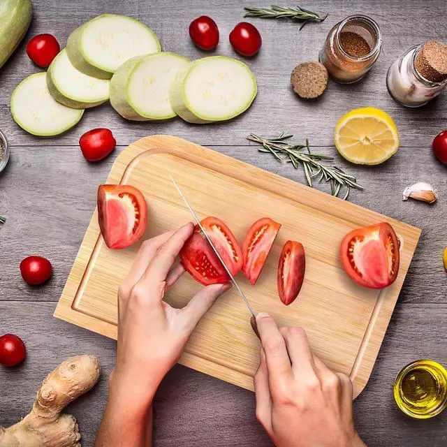Alt view image 2 of 6 - LorisArm 11.5"x 8" Small Bamboo Wood Cutting Board, Lightweight Wooden Fruit Cutting Board for Home.