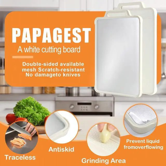 Alt view image 3 of 6 - Double Sided Stainless Steel Cutting Board for Kitchen White Large Steel/Wheat Straw PP Cutting Boards non Toxic Chopping Board for Meat, Vegetables, Fruits 16"×11"
