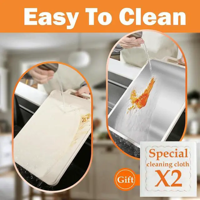 Alt view image 4 of 6 - Double Sided Stainless Steel Cutting Board for Kitchen White Large Steel/Wheat Straw PP Cutting Boards non Toxic Chopping Board for Meat, Vegetables, Fruits 16"×11"