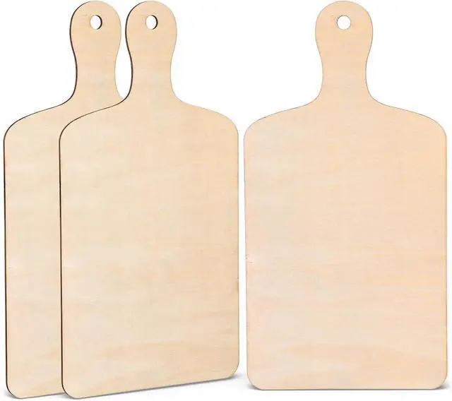 Main image of 3 Pack Unfinished Wood Cutting Board with Handle, Charcuterie Boards, Wooden Cooking Butcher for Craft DIY Christmas Home Kitchen Cooking Decor (11.81" * 6.18")