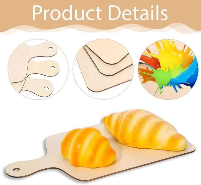 Alt view image 3 of 7 - 3 Pack Unfinished Wood Cutting Board with Handle, Charcuterie Boards, Wooden Cooking Butcher for Craft DIY Christmas Home Kitchen Cooking Decor (11.81" * 6.18")