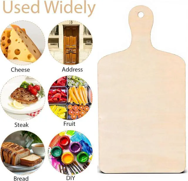 Alt view image 4 of 7 - 3 Pack Unfinished Wood Cutting Board with Handle, Charcuterie Boards, Wooden Cooking Butcher for Craft DIY Christmas Home Kitchen Cooking Decor (11.81" * 6.18")