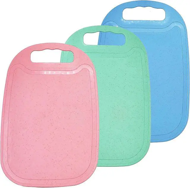 Main image of 3 Pack Small Cutting Board for Kitchen Wheat Straw Plastic Cute Mini Kids Cutting Boards Fruit Mats
