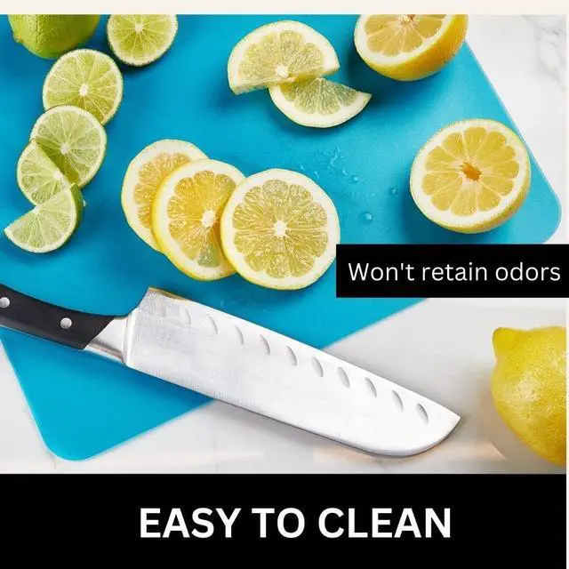 Alt view image 3 of 5 - Nicole Home Collection Flexible Cutting Mats Set of 3 - BPA-Free Plastic Color-Coded Kitchen Chopping Boards, 12"x15", Durable Non-Slip Mats for Meat, Veggies, Fruits