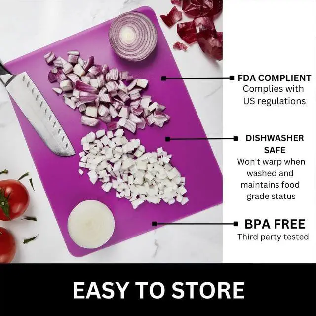 Alt view image 4 of 5 - Nicole Home Collection Flexible Cutting Mats Set of 3 - BPA-Free Plastic Color-Coded Kitchen Chopping Boards, 12"x15", Durable Non-Slip Mats for Meat, Veggies, Fruits