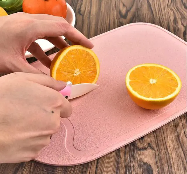 Alt view image 2 of 7 - 3 Pack Mini Kitchen Cutting Board Set Small Fruit Cutting Board Wheat Straw Plastic Cutting Boards Mats Dishwasher Safe, Juice Grooves, Thicker Boards Easy Grip Handle, Non Porous(13 Inch x 8.5 Inch)