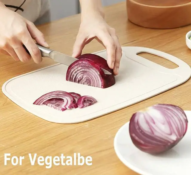 Alt view image 4 of 7 - 3 Pack Mini Kitchen Cutting Board Set Small Fruit Cutting Board Wheat Straw Plastic Cutting Boards Mats Dishwasher Safe, Juice Grooves, Thicker Boards Easy Grip Handle, Non Porous(13 Inch x 8.5 Inch)