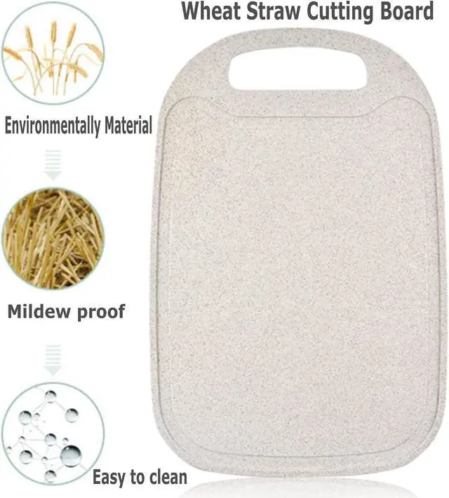 Alt view image 5 of 7 - 3 Pack Mini Kitchen Cutting Board Set Small Fruit Cutting Board Wheat Straw Plastic Cutting Boards Mats Dishwasher Safe, Juice Grooves, Thicker Boards Easy Grip Handle, Non Porous(13 Inch x 8.5 Inch)