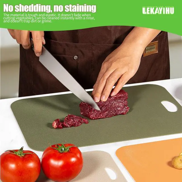 Alt view image 6 of 7 - Plastic Cutting Boards for kitchen,Flexible Cutting Mats with 1 Pcs Knife