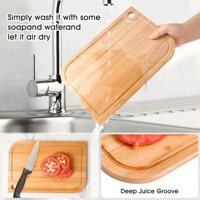 Alt view image 4 of 6 - LorisArm 11.5"x 8" Small Bamboo Wood Cutting Board, Lightweight Wooden Fruit Cutting Board for Home.