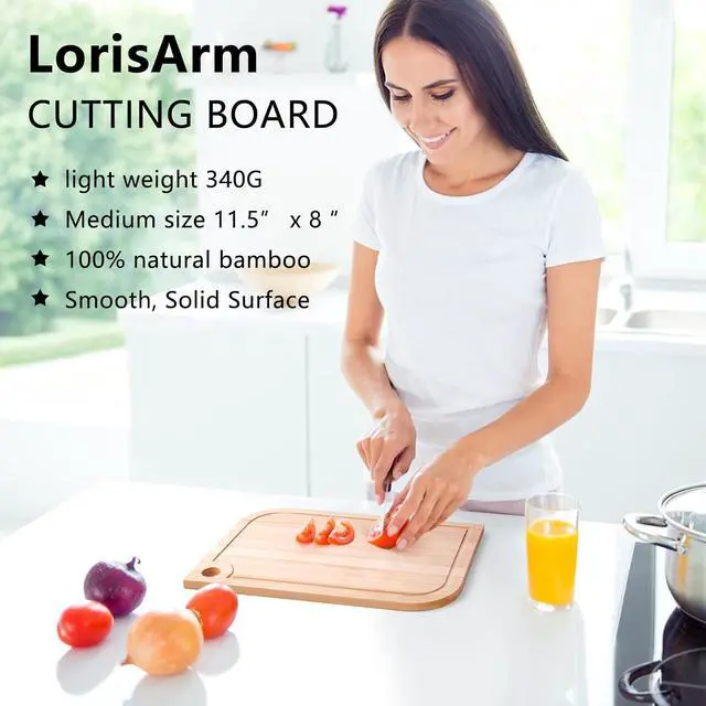 Alt view image 5 of 6 - LorisArm 11.5"x 8" Small Bamboo Wood Cutting Board, Lightweight Wooden Fruit Cutting Board for Home.