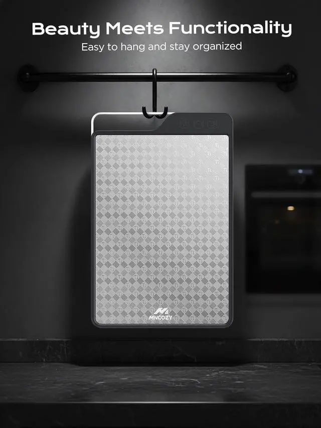 Alt view image 7 of 7 - Katori Titanium Cutting Board for Kitchen, Double-Sided Pure Titanium(Checkered Design) & Wheat Straw PP, Food Grade Chopping, Non Toxic, Easy to Clean, 16"×11"