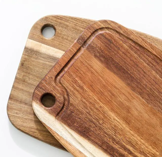 Alt view image 2 of 6 - Donxote Acacia Wood Cutting Board, Reversible Small Cutting Board with Juice Groove & Hanging Hole, 10" x 7.3" Wooden Kitchen Prep Board
