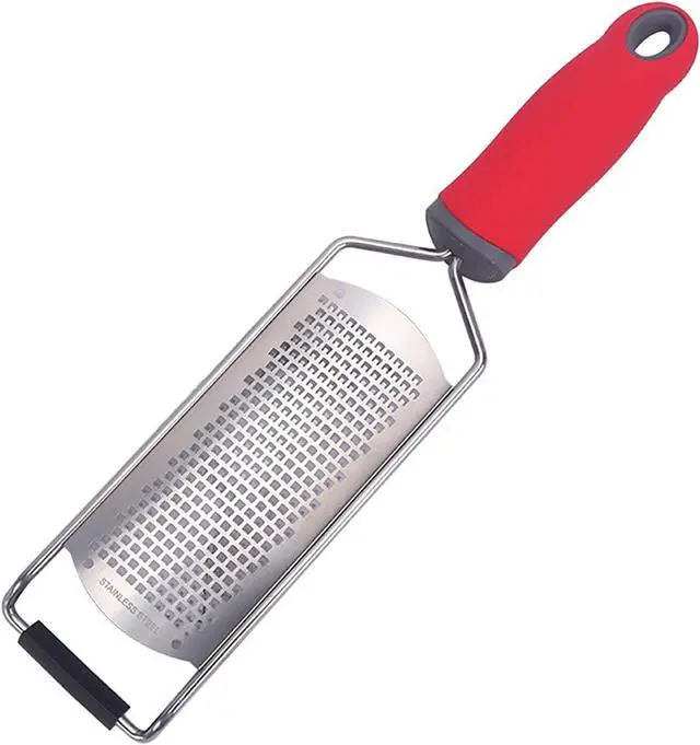 Main image of Heavy Duty Cheese Grater, 5.2 Inch x 2.2 Inch Wide Blade Stainless Steel Grater with Rubber Handle for Vegetables, Cheese and Lemon (Red)