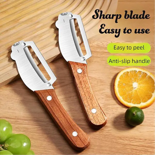 Alt view image 4 of 7 - Vegetable Peeler Wood Handle Stainless Blade for Fruit Potato Apple
