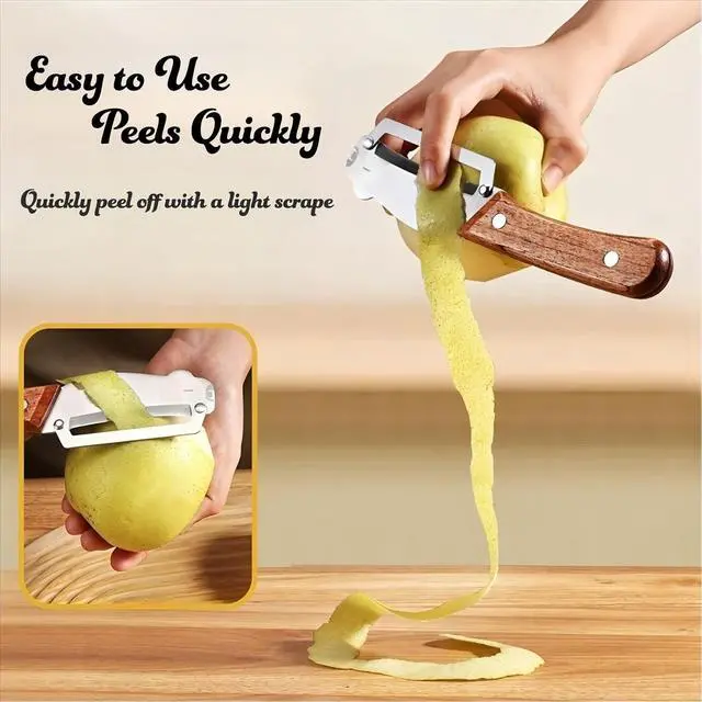 Alt view image 6 of 7 - Vegetable Peeler Wood Handle Stainless Blade for Fruit Potato Apple