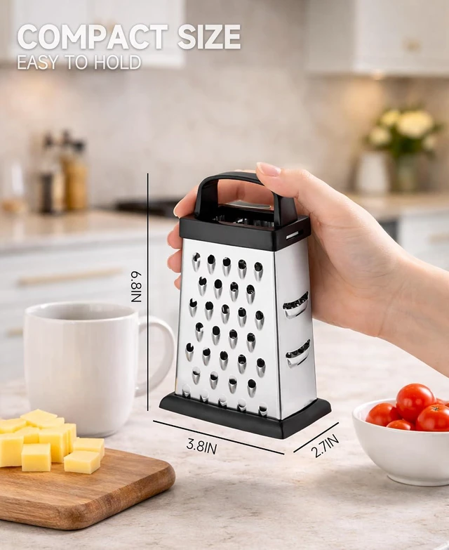 Alt view image 2 of 7 - Cheese Grater, Small 4-Sided Box Grater, Stainless Steel