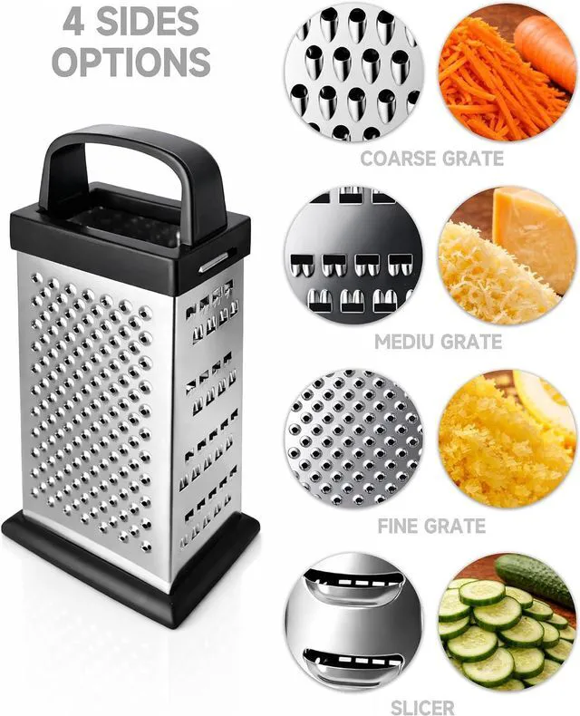 Alt view image 3 of 7 - Cheese Grater, Small 4-Sided Box Grater, Stainless Steel