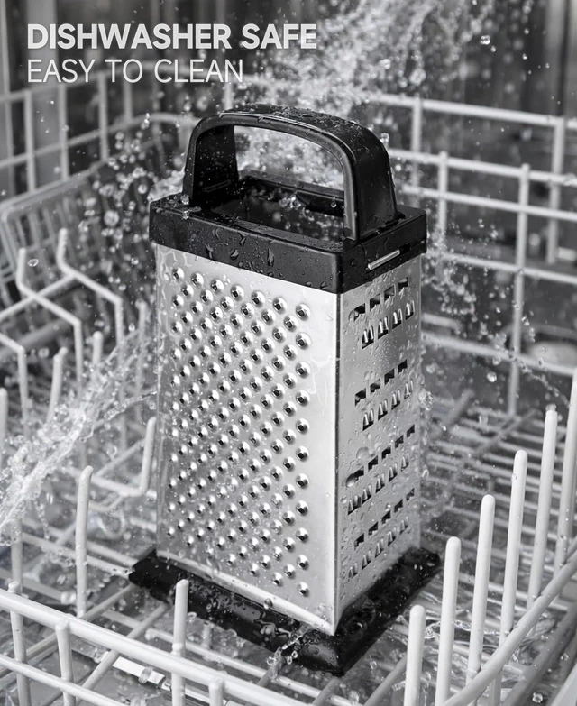 Alt view image 4 of 7 - Cheese Grater, Small 4-Sided Box Grater, Stainless Steel