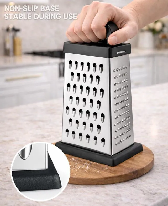 Alt view image 5 of 7 - Cheese Grater, Small 4-Sided Box Grater, Stainless Steel