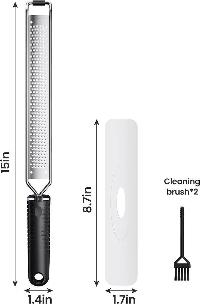 Alt view image 2 of 6 - Lemon Zester and Cheese Grater with Secure-Grip Handle - Stainless Steel, 15x1.4 inches