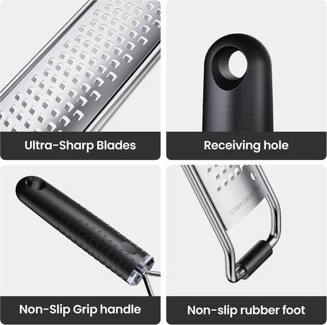 Alt view image 6 of 6 - Lemon Zester and Cheese Grater with Secure-Grip Handle - Stainless Steel, 15x1.4 inches