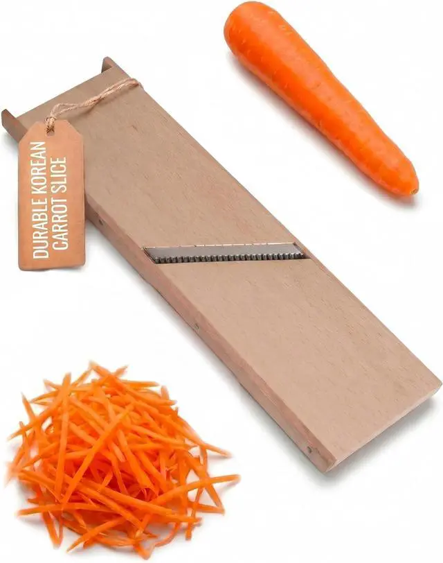 Main image of Small Wooden Stainless Steel Slicer Grater -2.56 x 10.63 Inches - Cutter Shredder For Korean Carrot Russian Salad by SHSH trade group
