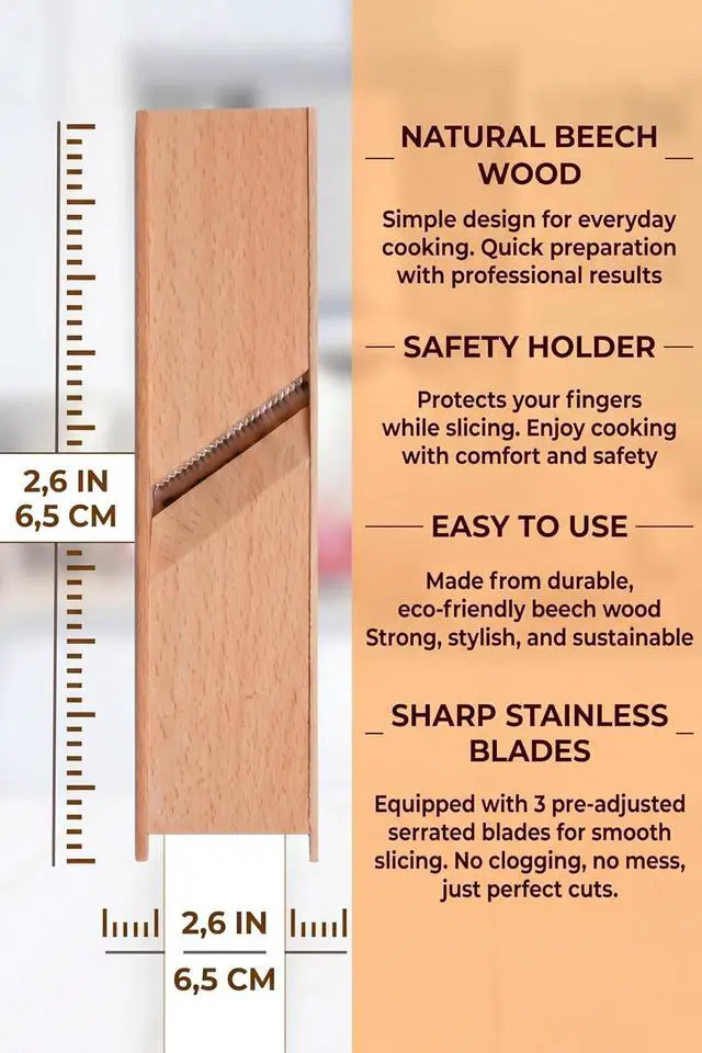 Alt view image 2 of 5 - Small Wooden Stainless Steel Slicer Grater -2.56 x 10.63 Inches - Cutter Shredder For Korean Carrot Russian Salad by SHSH trade group