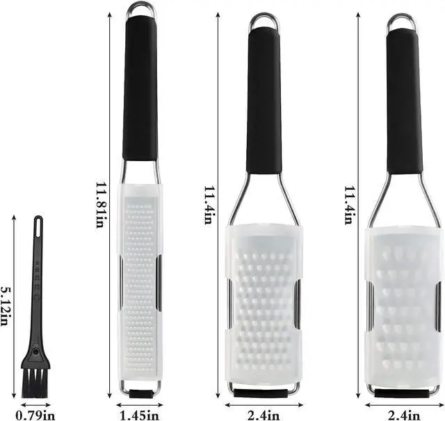 Alt view image 5 of 7 - Cambom Lemon Zester Grater Three-piece Suit - Heavy Duty Kitchen Tool for Parmesan Cheese, Ginger, Garlic, Nutmeg, Chocolate, VegetablesFruitsStainless Steel Grater Dishwasher Safe Black