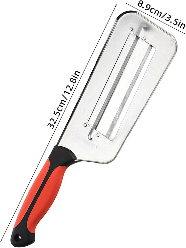Alt view image 5 of 7 - Stainless Steel Cabbage Shredder & Chopper, Sharp Kitchen Slicer for Coleslaw, Sauerkraut & Lettuce, Handheld Grater with Non-Slip Grip, Multifunctional Vegetable Cutter for Salad Prep (Red)