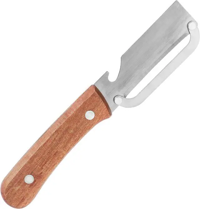 Main image of Multi-Functional Vegetable Peeler with Wooden Handle, Stainless Steel Thick & Thin Skin Fruit Peeler with Bottle Opener, Not for Left-Handed Users, Practical Kitchen Tool for Apple Potato
